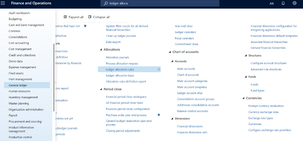 Create a Ledger Allocation Rule in D365 Finance and Operation