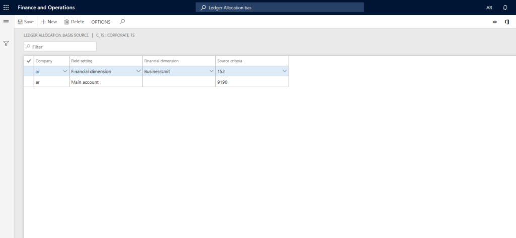 Define Field Setting Financial Dimension in D365 Finance and Operation
