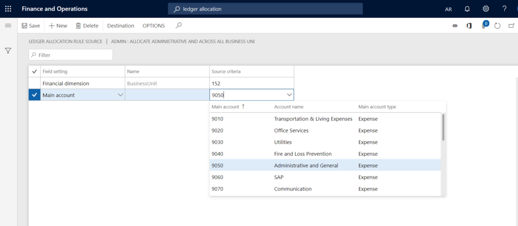 Define the Source in D365 Finance and Operation