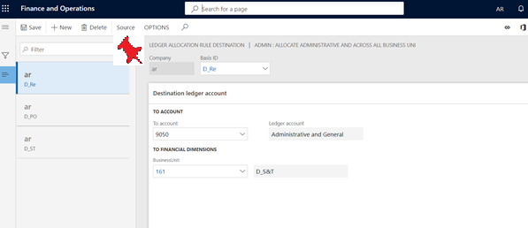 Set the Destination in D365 Finance and Operation