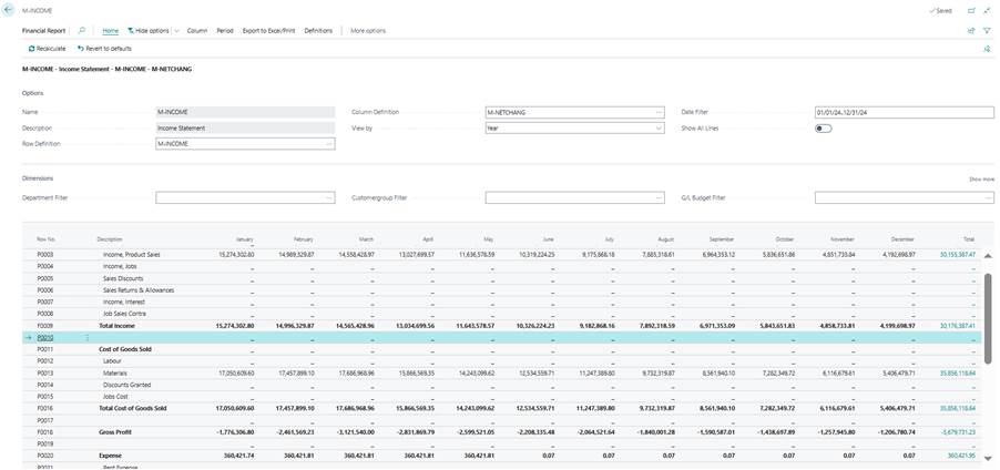 Income Statement using Comparison Date Formula Income Statement using Comparison Date Formula