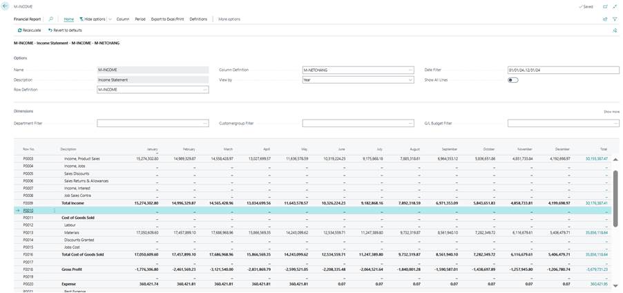 Income Statement using Comparison Period Formula Income Statement using Comparison Period Formula